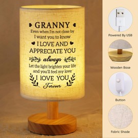 SUEHHYY Granny Gifts from Grandkids, Fabric Bedside Table Lamp Presents, Birthday Valentines Mothers Day Christmas Gifts for Granny Grandma Grandmother