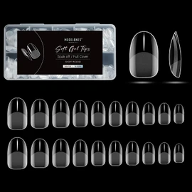 Modelones Gel Nail Tips, Short Oval Sanded Nail Tips, Set of 216, Full Coverage, Almond Nails, Clear Tip, Practice, Commercial Use, Self Chusen Type (M)