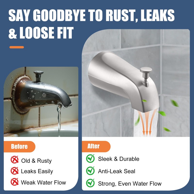 Tub Spout with Pull Down Diverter – Slip-Fit Bathtub Faucet
