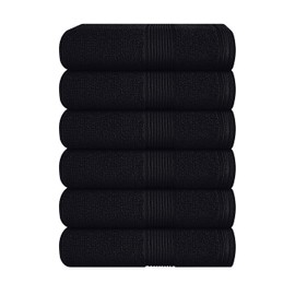 Belizzi Home Ultra Soft 6-Piece Hand Towel Set 16x28-100% Ringspun Cotton - Durable & Highly Absorbent Hand Towels - Ideal for use in Bathroom, Kitchen, Gym, Spa & General Cleaning - Black