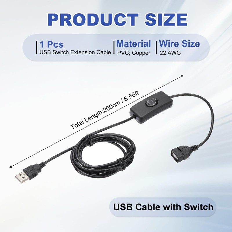 MECCANIXITY USB Extension Cable with ON/Off Toggle Switch 2m USB