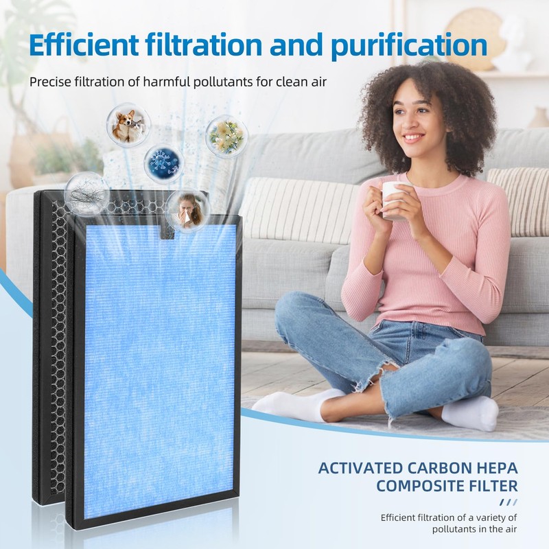 HP8 Replacement Filter Compatible With SimPure HP8 Air Purifier, Models: