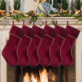 Ugiftcorner Red Christmas Stockings 6 Pack Velvet Christmas Stockings with Gold Tassel Decoration Large Stockings Christmas Decorations for Xmas Fireplace Holiday Party