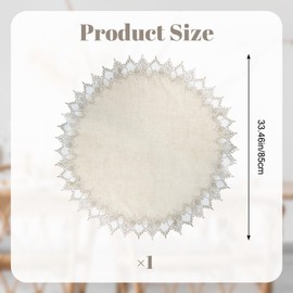 URROMA Linen Round Beige Table Cover with Lace Trim,Table Decor Tablecloth for Dining Room Kitchen, 85cm*85cm (Beige 2)