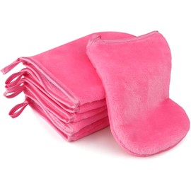 PHOGARY - Paquete de 6 guantes de microfibra para el lavado facial, guantes reutilizables para quitar el maquillaje, guantes de limpieza de franela suave, paño de baño y spa, guantes de tela de estilo