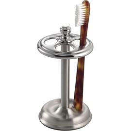 InterDesign York Metal Portacepillos de Dientes, Soporte Organizador de baño para Utensilios de Maquillaje en Acero Inoxidable, Plateado/Plateado Mate