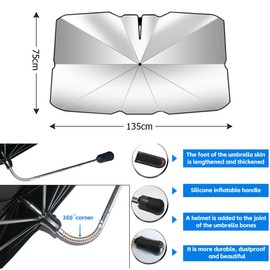 CGEAMDY Car Windscreen Sun Protection, Car Windscreen Sun Protection, Windscreen Sun Protection Umbrella Protection, Car Front Sun Protection UV Protection (135 x 75 cm)