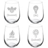 MIP Set of 4 Wine Glass Goblet Funny Drunk Buzzed
