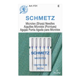 SCHMETZ Microtex Sharp Sewing Machine Needles - Quilting & Topstitching Supplies, Size 90/14, 5-Needle Card, Pack of 1