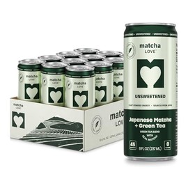 matcha LOVE Unsweetened Matcha + Green Tea - 8 Ounce Cans