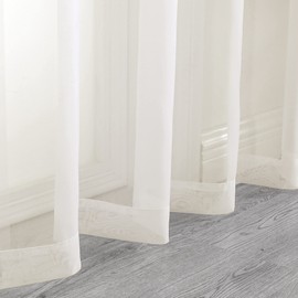 Aiyufeng Ivory Curtains 108 inches Extra Long 2 Panels Set, Rod Pocket Elegant Privacy Sheer Vertical Drapes for Farmhouse/French Door/Living Room, W40 x L108