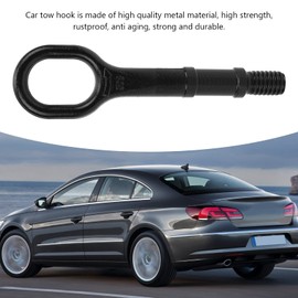 Akozon Tow Hook, Black Car Tow Hook 1T0 805 615A Heavy Duty Towing Eye Hook Bumper Trailer Ring Replacement for R32 Rabbit Eos CC