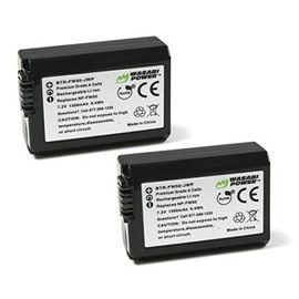 NP-FW50 Wasabi Power Camera Battery (2-Pack) for Sony ZV-E10, Alpha a5100, a6000, a6300, a6400, a6500, Alpha a7, a7 II, a7R, a7R II, a7S, a7S II, Cyber-Shot DSC-RX10 II, RX10 III, RX10 IV and More