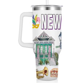 Pininerr City Tumbler 40oz,Stainless Steel Water Bottle for Hot & Cold Beverages-City Gift Idea (New orleans)