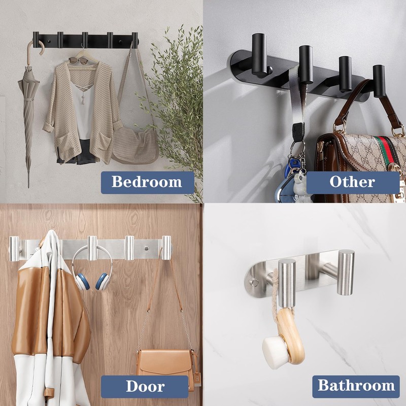 Vanloory Coat Hook Rack, Wall Mounted Coat Rack with 6