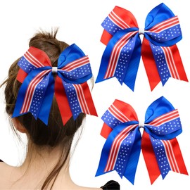 4th of July Hair Bows for Women Girls Fourth of July Hair Accessories Patriotic Bows Elastic Scrunchies for Party in the USA Memorial Day Ponytail Holders Red White and Blue Bow Decorations