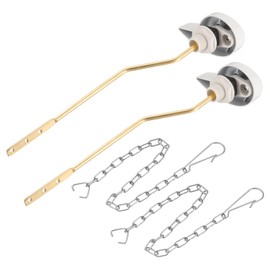 sourcing map 2Set Side Mount Universal Toilet Handle Replacement Kit with Chain, Toilet Tank Lever Flush Handle, 2408 White