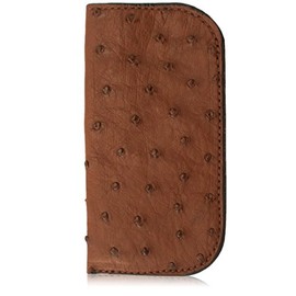 Brown Genuine Ostrich Skin Soft Glasses Case