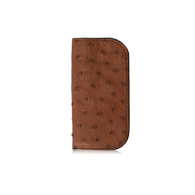 Brown Genuine Ostrich Skin Soft Glasses Case