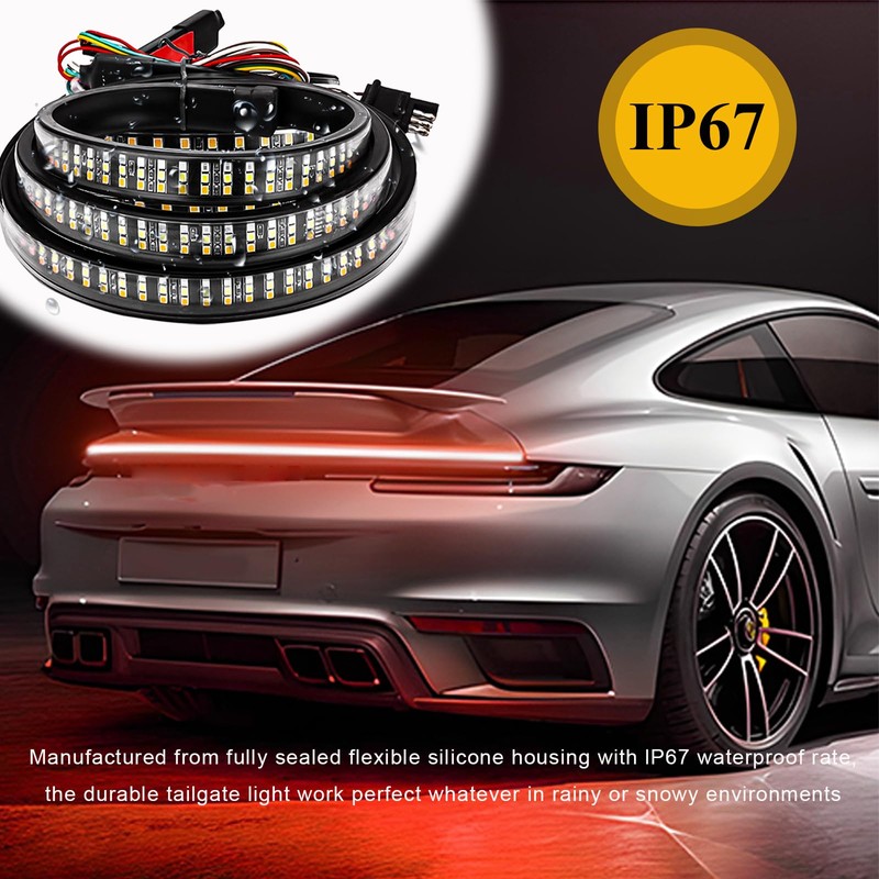 MUQIDA Tailgate Light Bar, 59 Inch Triple Row LED Strip
