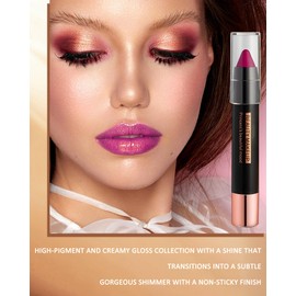 Metallic Diamond Glitter Matte Lipstick Crayon Pencil, Long Lasting Non-Stick Red Shiny Creamy Lip Gloss Lip Liner Pen, Sparkling High Pigment Waterproof Eyeshadow, Shimmer Lip Blam Stain Makeup - 11