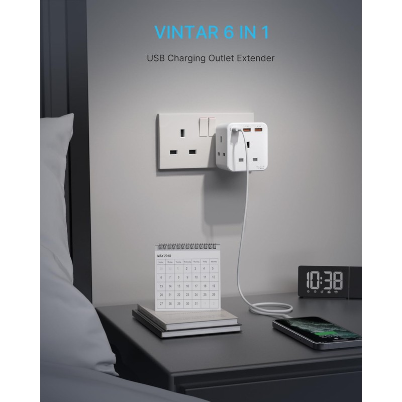 Multi Plug Adaptor with PD 20W Fast Charge USB C