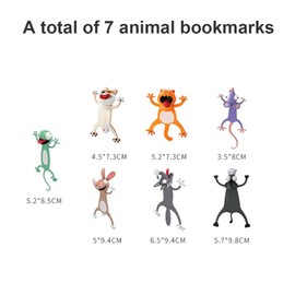 3D cartoon animal bookmarks, bookmark animal, bookmark children, bookmark magnetic, 3D stereo cartoon beautiful animal bookmark gift for children and adults
