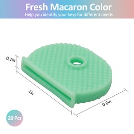 LuckyOpt Key Covers Caps, 28Pcs PVC Key Identifiers Covers in 4 Assorted Colors for Identifying Keys, 1Inch Key Markers for Regular Round Flat House Keys, Keep Keys in Order (28)