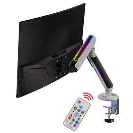 AVLT RGB Lights Single 13”-34” Monitor Arm Desk Mount Built-in 179 Modes & 17-Key Remote Controller Fits One Flat/Curved/Ultrawide Screen Height Swivel Tilt Adjustable Monitor Stand