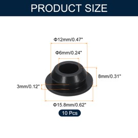 uxcell 10pcs Hole Plug 1/2 Inch (12mm) Button Plugs Fit for 9mm Hole, Snap in Locking Hole Tube Plug Silicone Tube Waterproof Plug Tube Plug, Black
