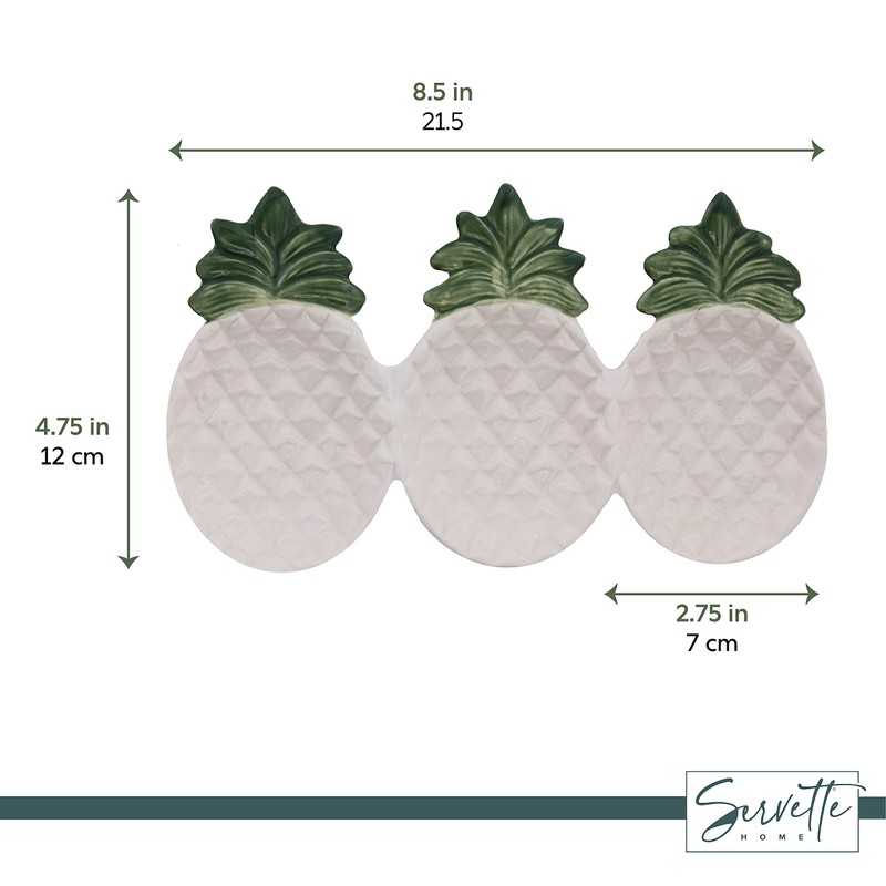 Three Section Snack Dish - Pineapple