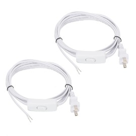 uxcell 12Ft 18/2 Lamp Cord with Switch, 2 Pcs 300V Electronic Wire Insulated Heat Resistant Electronical Flexible Cable for LED Lamp Wire Audio Cable Speaker, White, UL Listed
