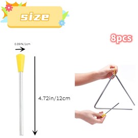 DACUAN Triangle Iron Sticks, 8 PCS Triangles Striker Musical Hand Percussion Instrument Mallets Beginners Mallet Percussion Hammers Forged Metal Triangle Mallets for Outside Instrument