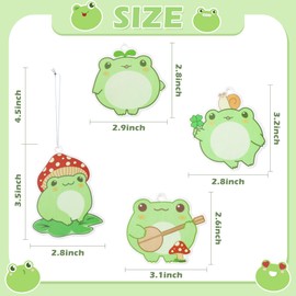 ANGOLIO Spring Frogs Car Air Freshener - Cartoon Frogs Pattern Spring Party for Boy and Girls Long Lasting Little Scented Hanging Funny Air Accessories Fresheners for Car Rearview Mirror