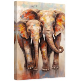 ARTZGX Elephant Canvas Wall Art Sunset Animal Picture Print Modern Wildlife Baby Elephant Painting for Bathroom Decor Frame(Elephant - C 16.00" x 24.00")