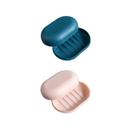 2-Pack Travel Soap Box - Leakproof Portable Soap Holder with Lid, Ideal for Camping, Gym, & Travel (Blue + Pink)