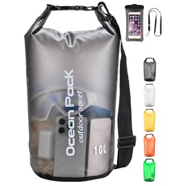 Bolsa Impermeable, Bolsa Seca 20l 10l 5l Con Funda Impermeable Para Teléfono, Correa Larga Ajustable Para El Hombro,Mochila Impermeable Para Deportes Acuáticos Y Senderismo (Negro, 10L)