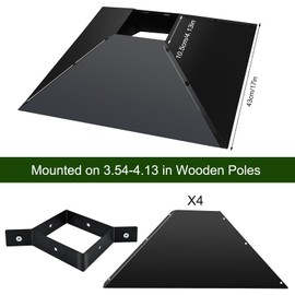 17Inch Metal Squirrel Baffle Shield for 4X4 Wooden Post, Square Bird Feeder Guard Black Squirrels Proof Deflector Outdoor Squirrel Stopper Baffles to Keep Squirrels Off Bird Feeder Pole