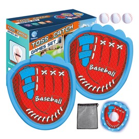 Catch Ball Gloves Catch Ball Set Toy Parent Child Baseball Soft Baseball Gloves for Kids Junior Beginners with Ball Catchball Practice Storage Bag (Blue)