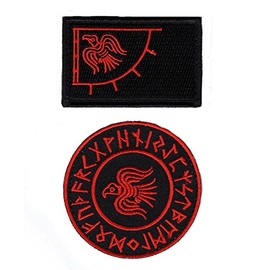 Bundle of 2 Viking Raven Flag Banner Odin Hook Raven Flag Patch