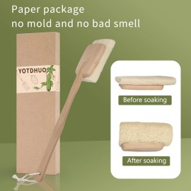 Yotdhuo Natural Loofah with HandleBack Scrubber for Shower Exfoliating Luffa On a Sti