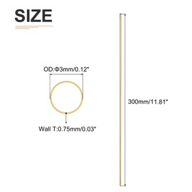 DTGN 3 mm x 0.75 mm x 300 mm (AD x Wall TxL) Brass Pipe - 4 Pack - Good for Machine Equipment Crafts Decorative Frame - Round Metal Hoses