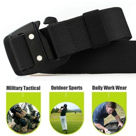 WYuZe Tactical Mens Belt Military Elastic Stretch Duty Nylon Belt with Quick-Release Metal Buckle…