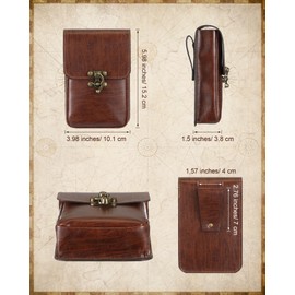 Silkfly Medieval Vintage Belt Pouch Leather Waist Bag Renaissance Accessories Steampunk Waist Fanny Pack for Casual Hiking (Brown,5.98 x 3.98 x 1.5 Inch)