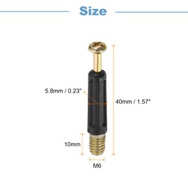 sourcing map 30Pcs 40mm Furniture Connecting Fittings, Thread Bolts Dowels Screws, Metal Dowel Fitting Fasteners for Cabinet Drawer and Wardrobe Furniture, Black