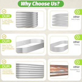 BTDVR 3 PCS 6×3ft Galvanized Raised Garden Bed Outdoor, Metal Raised Beds for Vegetables, Above Ground Garden Box for Flower, Steel Garden Bed for Gardening