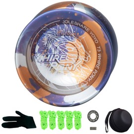 Professional Responsive Yoyo, Aluminum Yo Yo for Kids Beginner, Replacement Unresponsive Ball Bearing for Advanced Yoyo Players + 1 Glove + 5 Yoyo Strings + 1 Ball Bag (Orange-Purple)