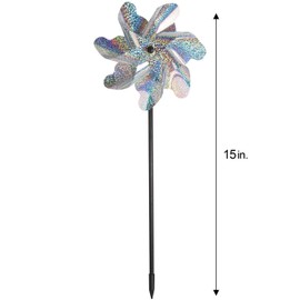 Tapix Bird Blinder Pinwheels (10 Pack) 15 inch Pinwheel Bird Deterrent, Holographic Pin Wheels for Yard and Garden, Garden Spinners