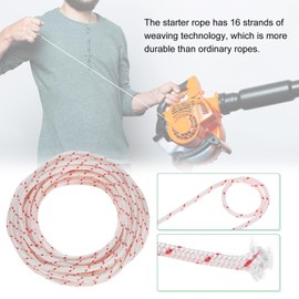 M METERXITY Recoil Starter Rope Pull Cord 5mm 10m Pull Starter Rope with Handles Nylon Pull Cord Pull Starter Rope for Mower/Chainsaw/Trimmer/Brush Cutter [White Red,Black]