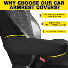 Feekoon 4 Pcs Car Front Seat Armrest Cover, Universal Size Seat Arm Rest Cover, Cloth Fabric Armrest Protectors, Car Interior Accessories for Car, SUV, Truck and Van